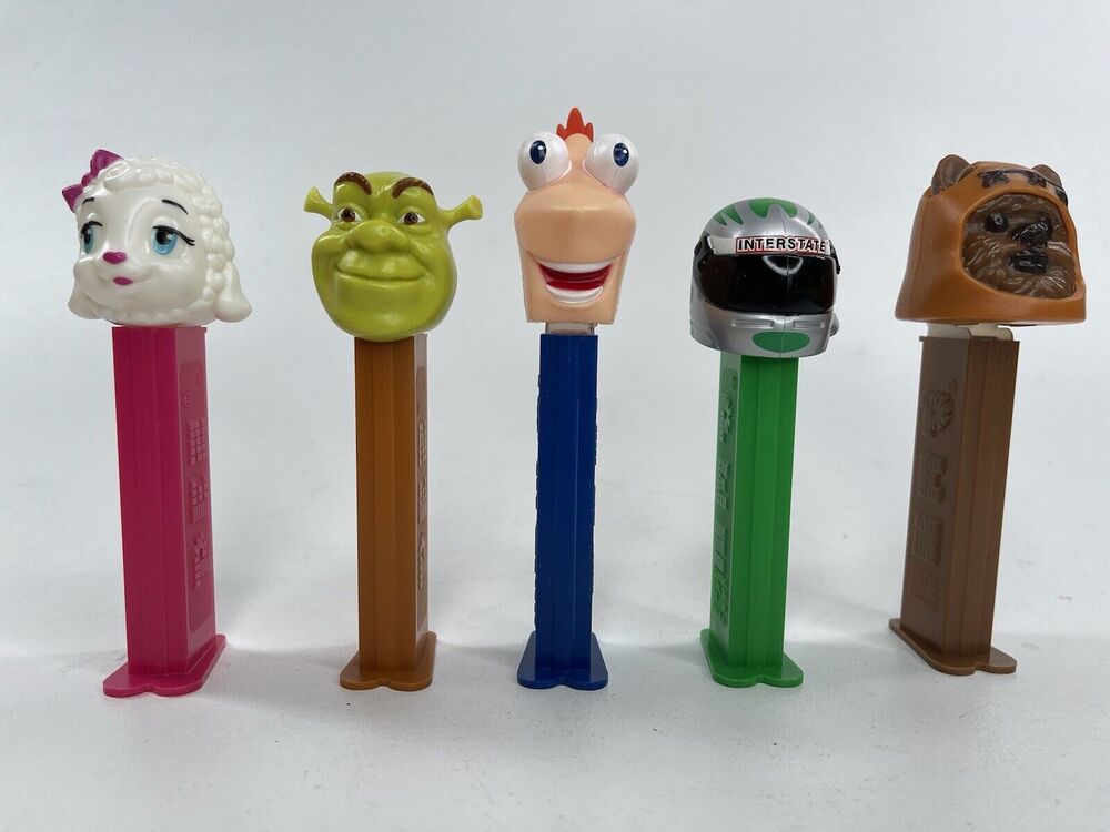 Figures Pez Dispensers Collection Shrek Phineas Ewok Lamb Nascar Toys